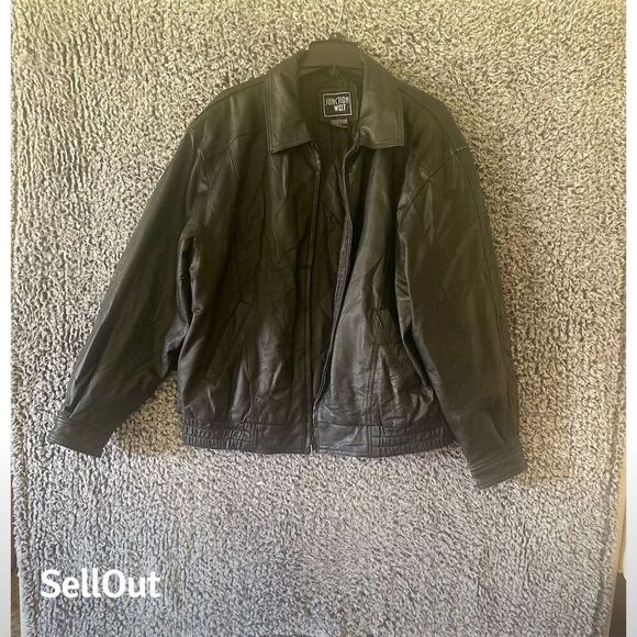 Junction West Men's Biker Jacket Black Leather Size L Full Zip Pockets - Picture 6 of 11